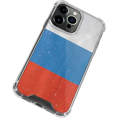 Russian Flag Distressed iPhone 14 Pro Max Clear Case